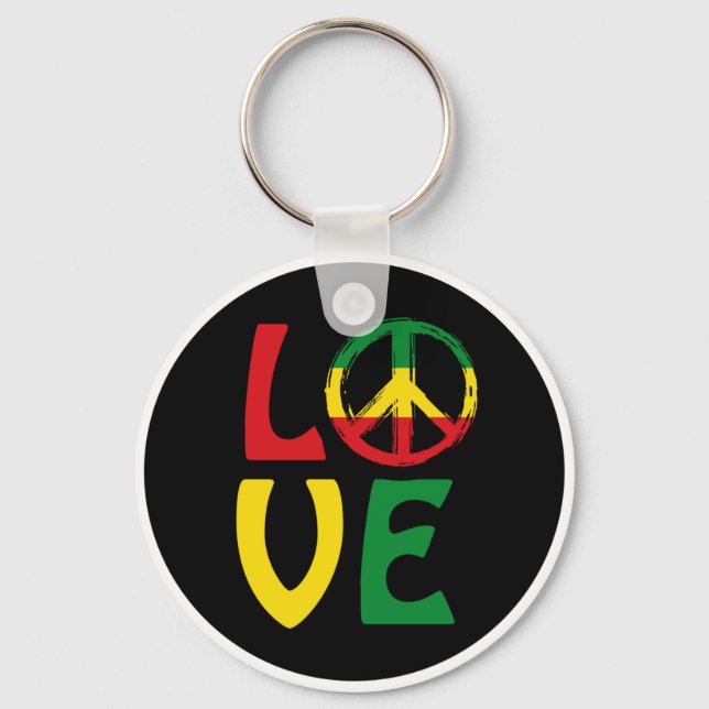LOVE Reggae with peace symbol Keychain (Front)