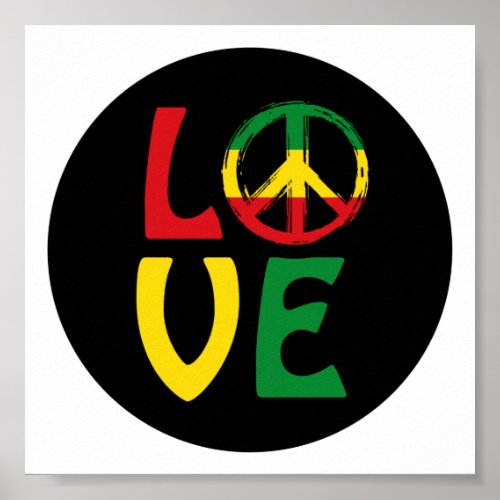 LOVE Reggae with peace symbol Poster