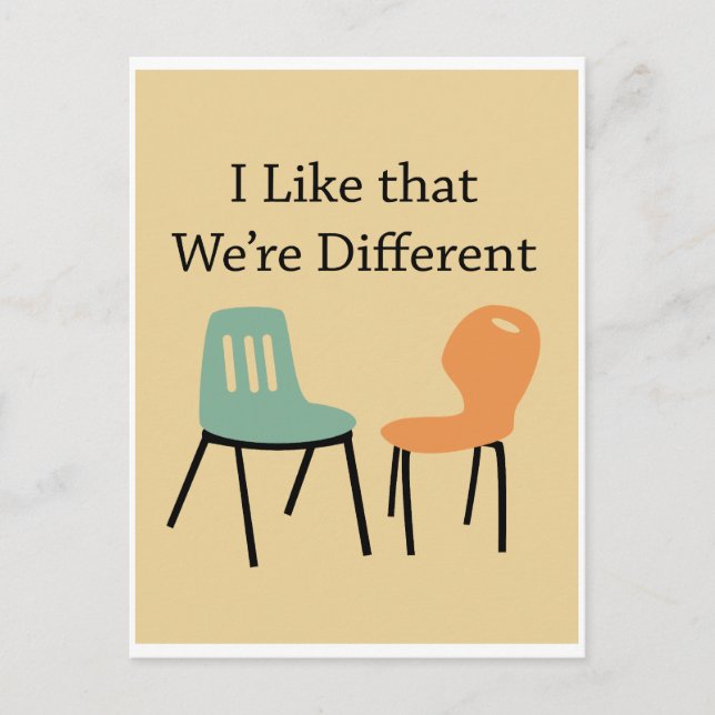 Love relationship I like that we're different Postcard (Front)