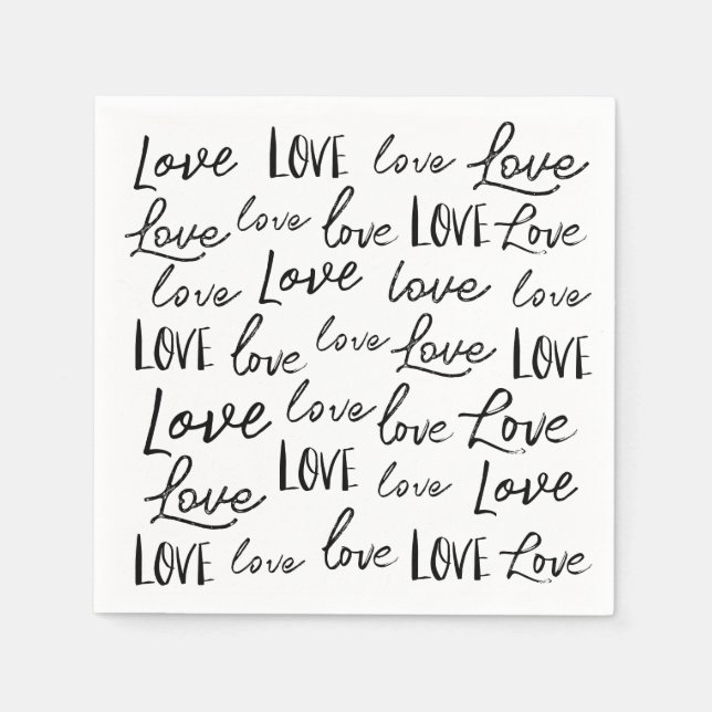 Love - repeat - handwritten, script wedding napkins (Front)