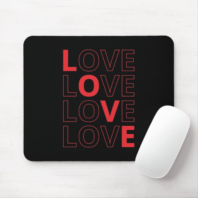 Love Repeated Text Valentine's Day I Love You Mouse Pad (With Mouse)