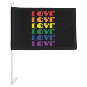 Love Repeating Text LGBTQ Gay Pride Car Flag