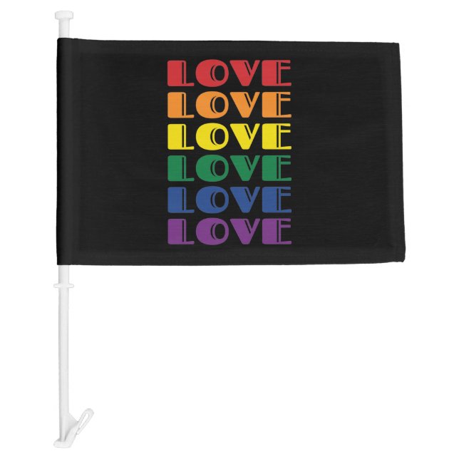 Love Repeating Text LGBTQ Gay Pride Car Flag (Front)