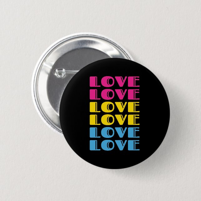 Love Repeating Text LGBTQ Pansexual Pride Button (Front & Back)