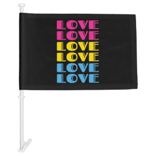 Love Repeating Text LGBTQ Pansexual Pride Car Flag
