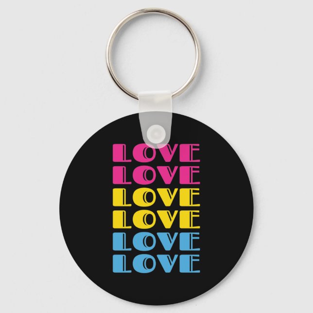 Love Repeating Text LGBTQ Pansexual Pride Keychain (Front)