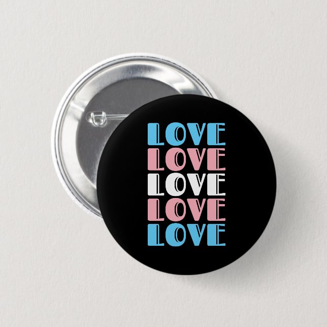 Love Repeating Text LGBTQ Transgender Pride Button (Front & Back)