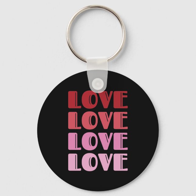 Love Repeating Text Valentine's Day I Love You Keychain (Front)