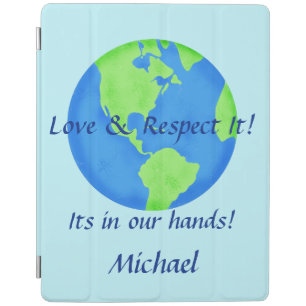 Love Respect Earth Globe Name Personalized Blue iPad Smart Cover