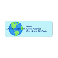 Love Respect Earth Globe Return Address Label