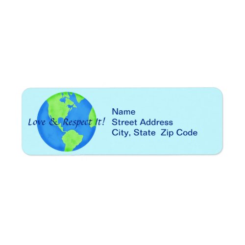 Love Respect Earth Globe Return Address Label