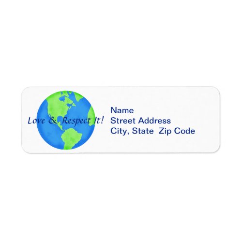 Love Respect Earth Globe Return Address Label
