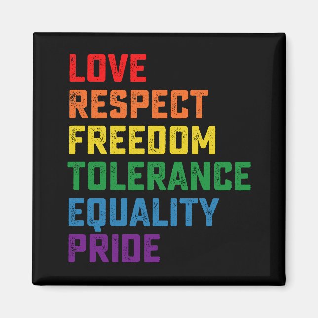Love Respect Freedom Tolerance Equality Pride Magnet (Front)