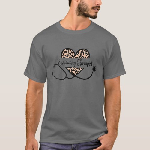 Love Respiratory Therapist Life Leopard Heart Stet T_Shirt