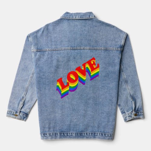 Love Retro 3d Lgbt Month Pride Gay Lesbian  Denim Jacket