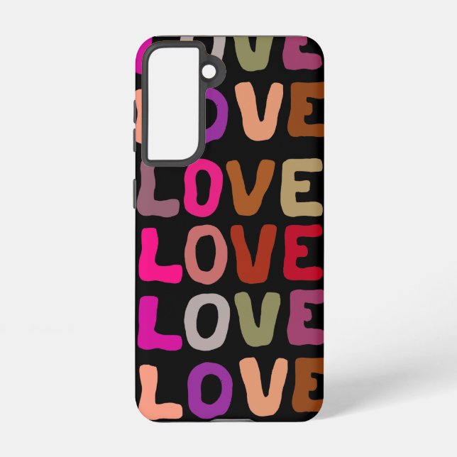 LOVE retro groovy wavy letters repeat pattern Samsung Galaxy Case (Back)