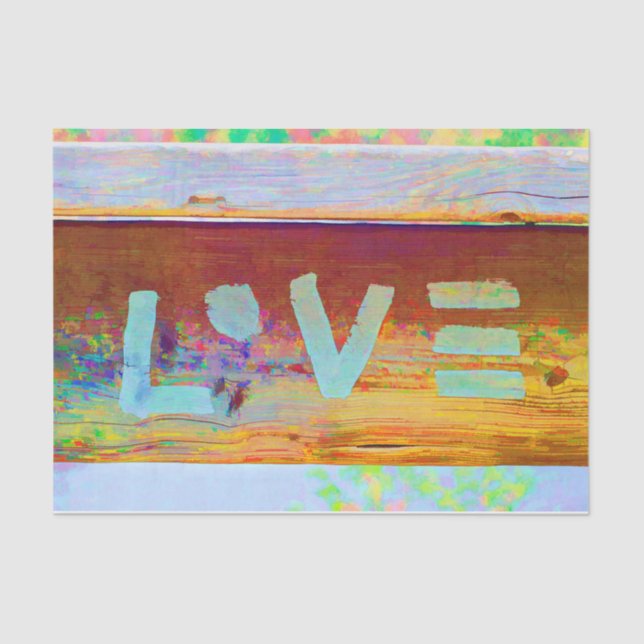 Love Retro Hippy Brown Green Bohemian Country Art Tissue Paper (Front)