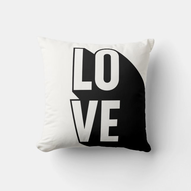 Love Retro Long Shadow Typography Throw Pillow (Front)