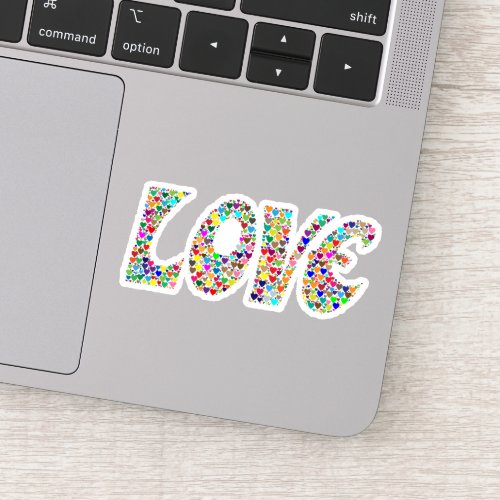 LOVE Retro Multi Color Hearts Custom Cut Sticker