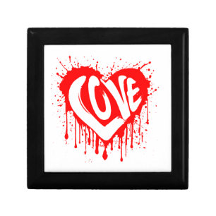 Love Retro Red Heart Valentine White Text  Gift Box