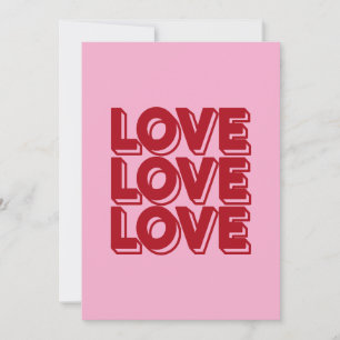 Love Retro Red Typography Invitation