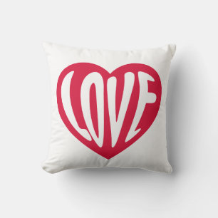 LOVE Retro Typography Heart Pillow