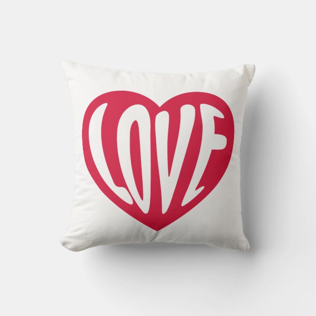 LOVE Retro Typography Heart Pillow (Front)