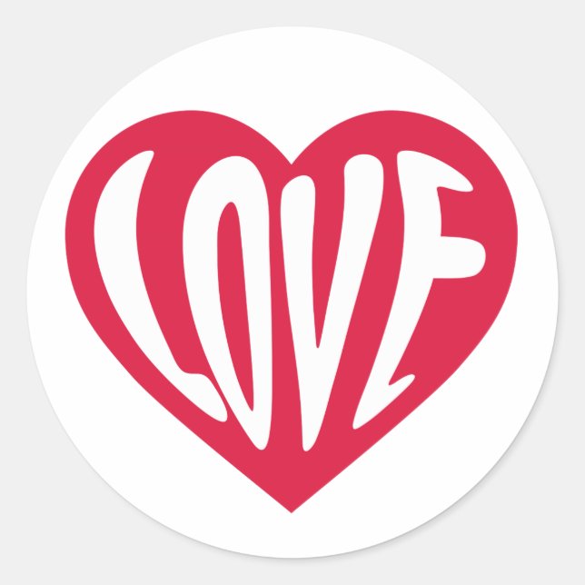 LOVE Retro Typography Heart Sticker (Front)