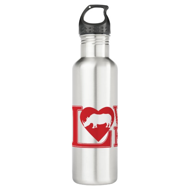 Love-Rhinos Stainless Steel Water Bottle (Front)