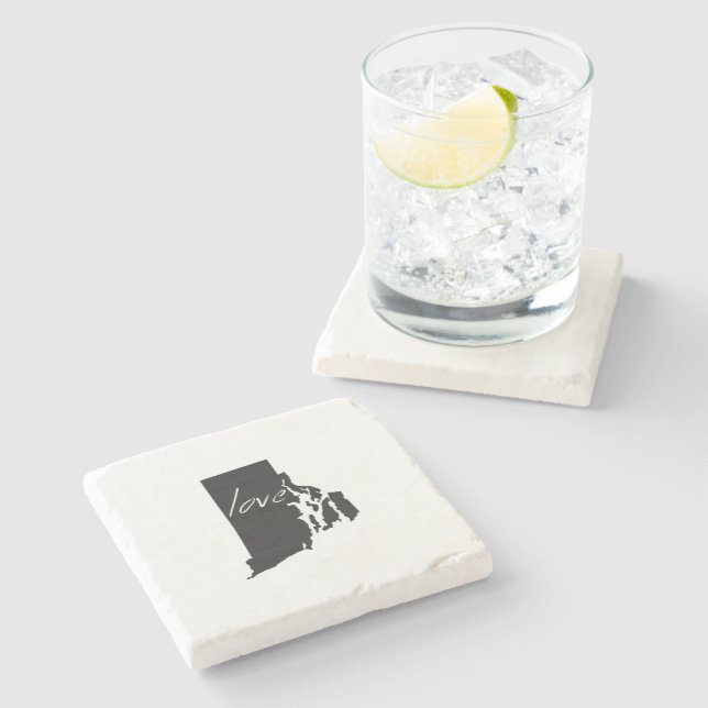 Love Rhode Island Black Chalkboard Stone Coaster (Side)