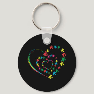 Love Ribbon Heart Puzzle Autism Awareness Gift Keychain