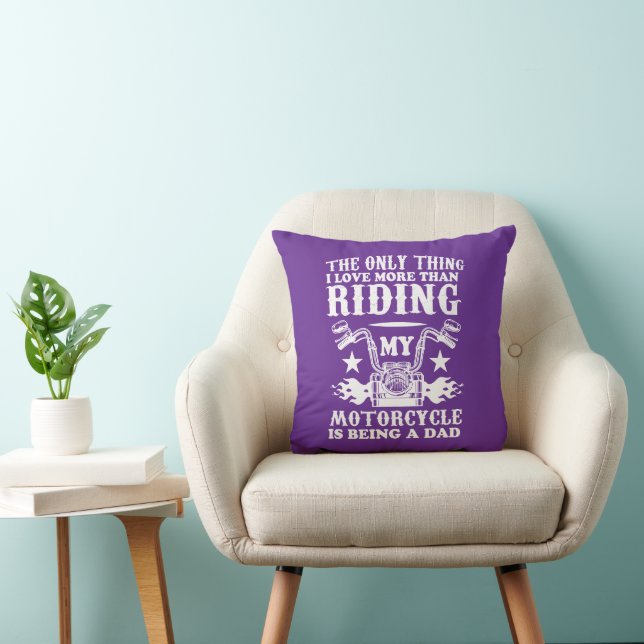 Love Riding Motorcycle Dad Throw Pillow (Chair)
