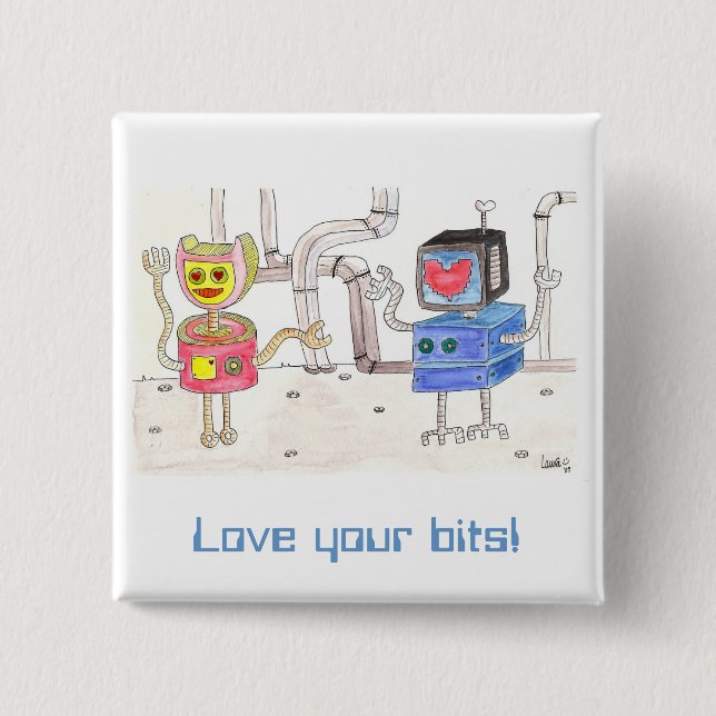 Love Robot Pinback Button (Front)