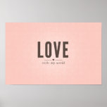 Love Rocks My World Poster In Pink Damask at Zazzle