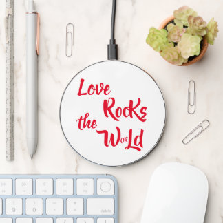 "Love Rocks The World" Phrase Wireless Charger