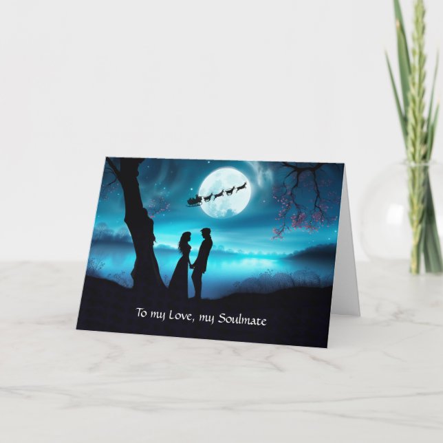 Love Romance Christmas Holiday with Couple  Card (Front)