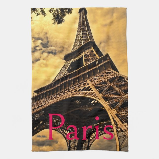 Love & Romance City of Paris Eiffel Tower France Kitchen Towel (Vertical)