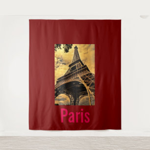 Love & Romance City of Paris Eiffel Tower France Tapestry