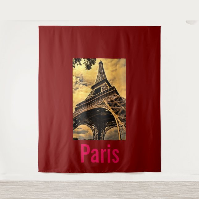 Love & Romance City of Paris Eiffel Tower France Tapestry (Front)