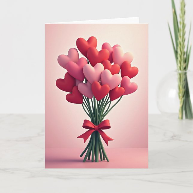 Love Romance Hearts Bouquet Card (Front)