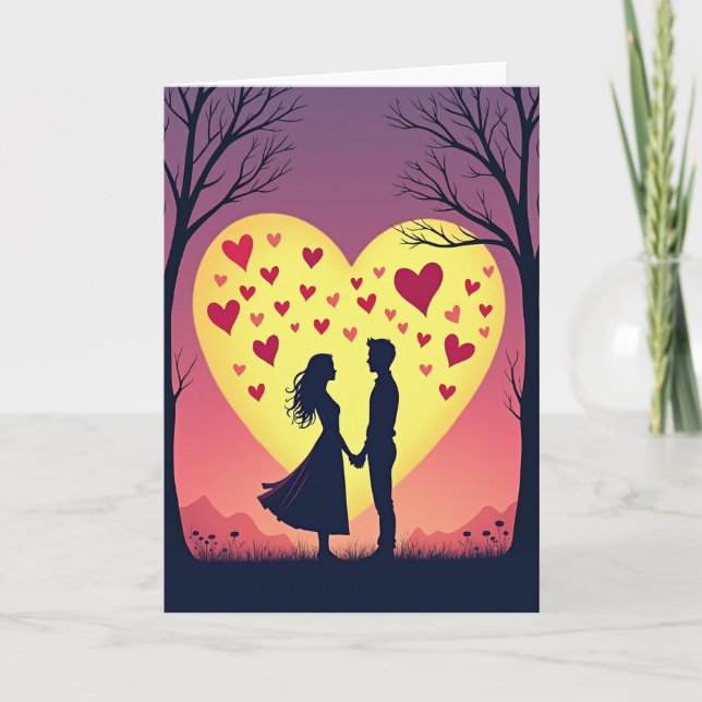 Love Romance Hearts Couple Card (Front)