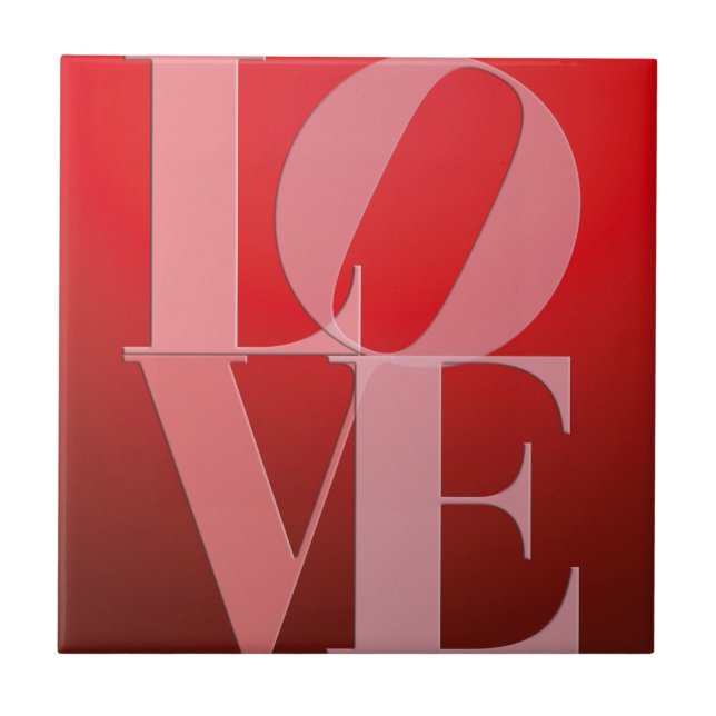 Love Romance Red Pink Ceramic Tile (Front)
