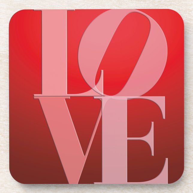 Love Romance Red Pink Coaster (Front)