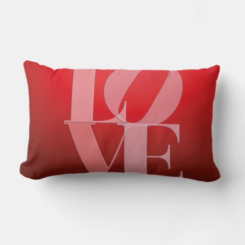 Love Romance Red Pink Lumbar Pillow