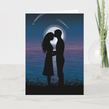 Love Romance Silhouette Couple On The Lake Coast Card by zlatkocro at Zazzle