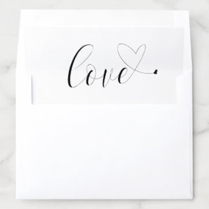 Love Romantic Black & White Typography Wedding Envelope Liner