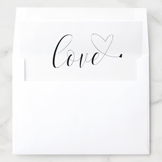 Love Romantic Black & White Typography Wedding Envelope Liner (In Envelope)