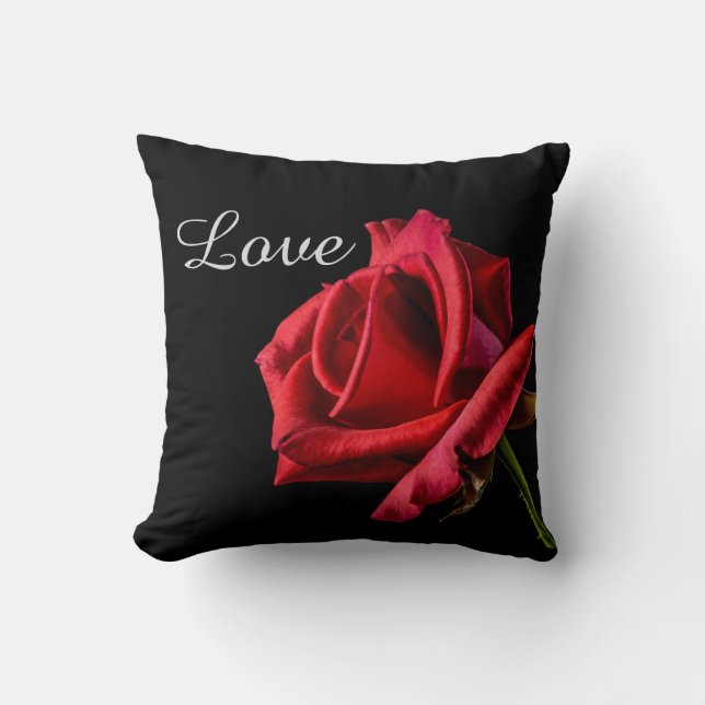 Love Romantic Red Rose / Valentine's Day Throw Pillow (Front)