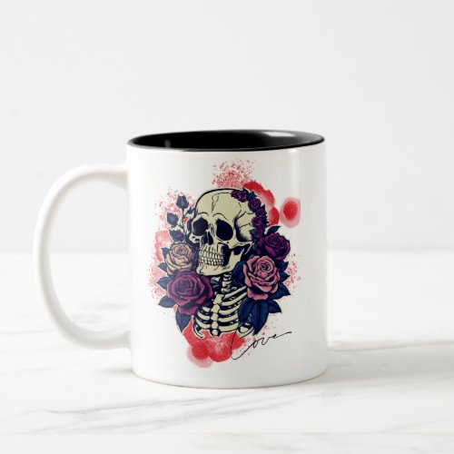 Love Romantic Skull Gothic Girl Two_Tone Coffee Mug