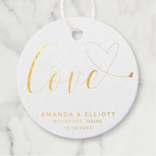 Love Romantic Typography Gold Foil Wedding Foil Favor Tags